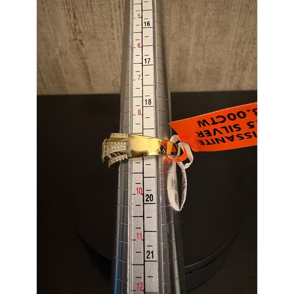 Sz. 9 - Mens 3ct Moissanite Vermeil over 925 stamped Silver Ring - Picture 5 of 6